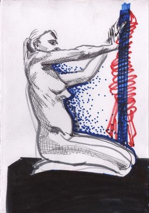 Feutre/Bic sur papier-MS-11-©