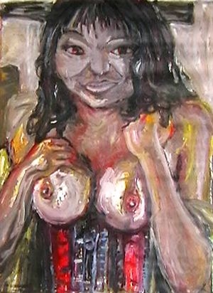 Femme les montrent-huile sur toile-MS-05-©